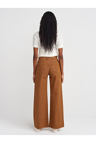 Dilvin 72033 Παντελόνι τζιν με φαρδιά εφαρμογή-μουστάρδα