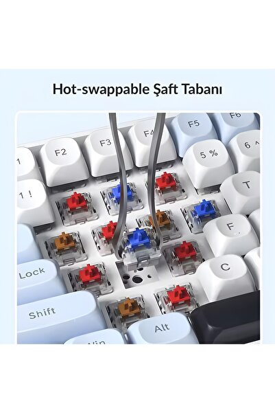 Aula S100 Pro Brown Switch How Swap RGB Mekanik Klavye Bluetooth Kablolu Kablosuz Bağlantı Buz Mavis