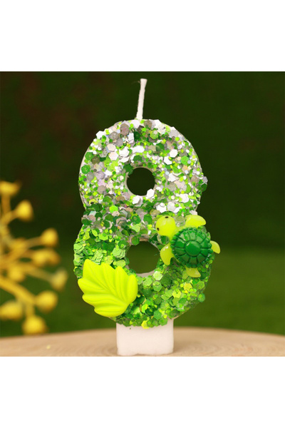 L&Wen شموع الكيك رقم 8، 7 سم، شمعة رقم باللون الأخضر، مناسبة لأعياد الميلاد والاحتفالات ذات الطابع الخاص