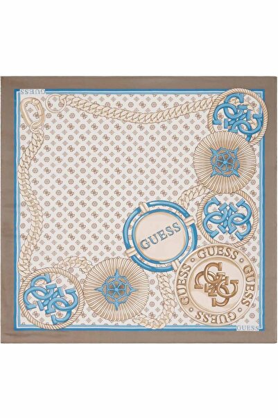 Guess Γυναικείο κασκόλ με σχέδιο αλυσίδας και έμβλημα - Μπεζ