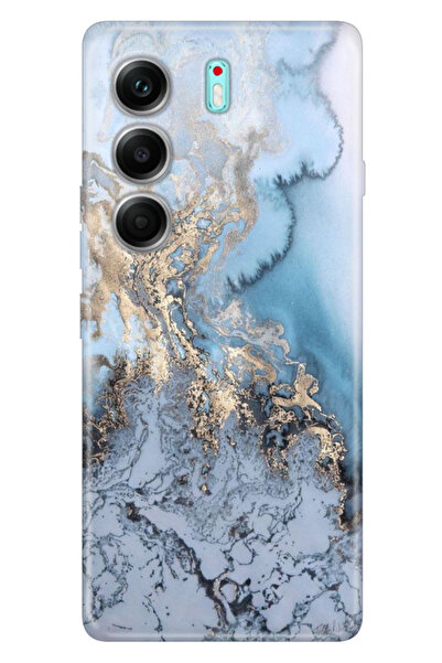TECNO Camon 40 Pro 5G CM7 Uyumlu Kılıf Renkli Silikon Baskılı TPU Antic Marble