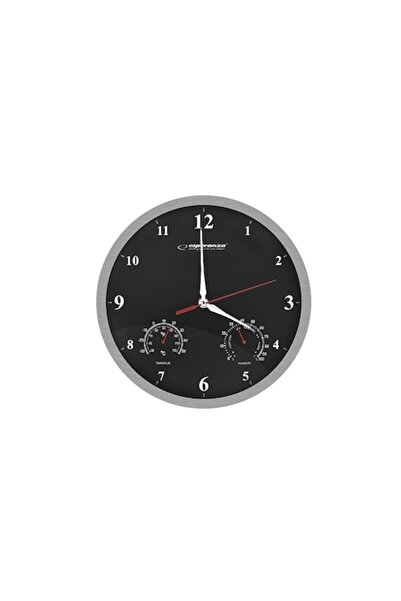 OEM Multifunctional Wall Clock with Thermometer and Hygrometer, Silent Quartz Mechanism, Black Backgroun