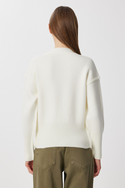 Lovelyİstanbul Stylový pletený kardigan na knoflíky LMT0030 ECRU