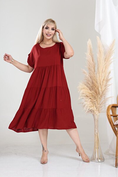 mervemoda Women's Large Size Sleeveless Summer Dress