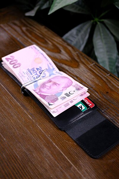 eonaks Dubai Gold - İnce Tasarım Hakiki Deri Mandal Para Tutuculu Cüzdan ve Kartlık