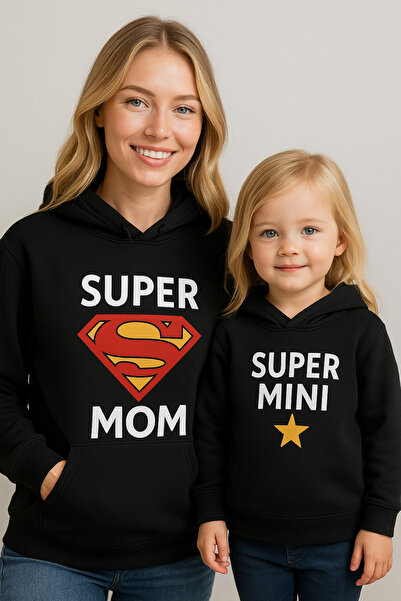 SVART WEAR Hanorac din bumbac pentru mamă și fiică, mini twin, fără buzunar (copil) cu glugă Swea tricou PRET PENTRU UNUL