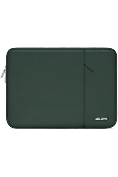 Mosiso Laptop Sleeve Bag Polyester Vertical Case with Pocket, 14-Inch, Midnight Green
