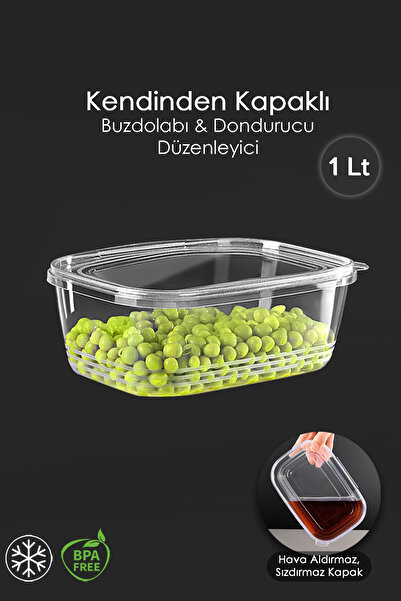 Meleni Home 1 Piece Leakproof Self-Closing Storage Container - Suitable for Freezer, Airtight Organizer 1Lt