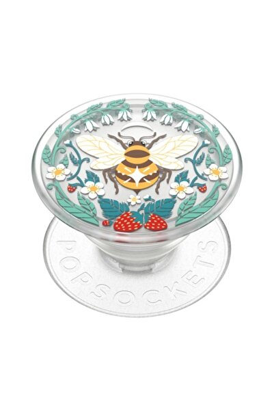 popsocket Suport telefon, I53, plastic dur, PlantCore translucid, model albină Boho