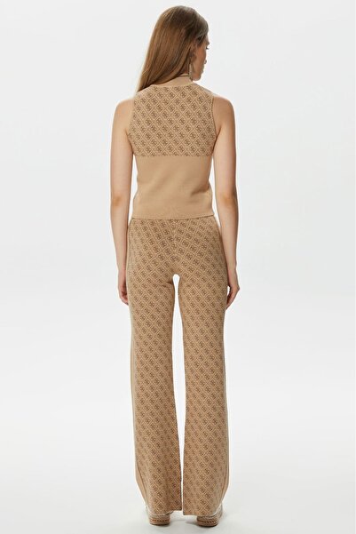 Guess Women's High School Turtleneck Patterned Knitwear Top - Brown