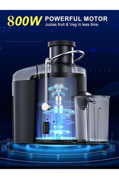 SHEWOW ROSEBIBI Juicer Machine 500ML Centrifugal Extractor, 7.6cm Feed Port, 800W (Silver)