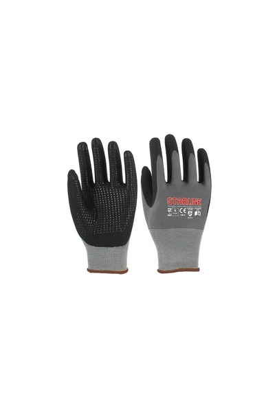 Starline E-92 Micro Foam Dots Nitrile Coated Work Gloves High Grip and Durabi...