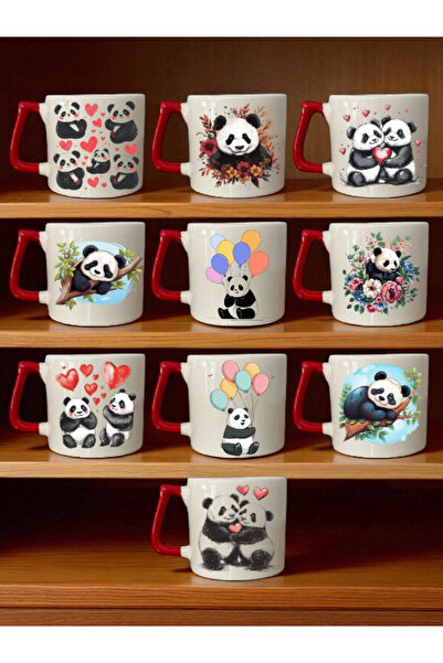 lili hediyelik أكواب مطبوعة بتصميم الباندا - طقم من 10 قطع - هدية للأم، هدية ...