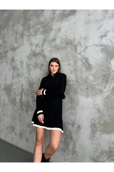 ZF BUTİK Γυναικείο Σετ Πλεκτό με Κουμπιά Πόλο Λαιμόκοψη και Φούστα