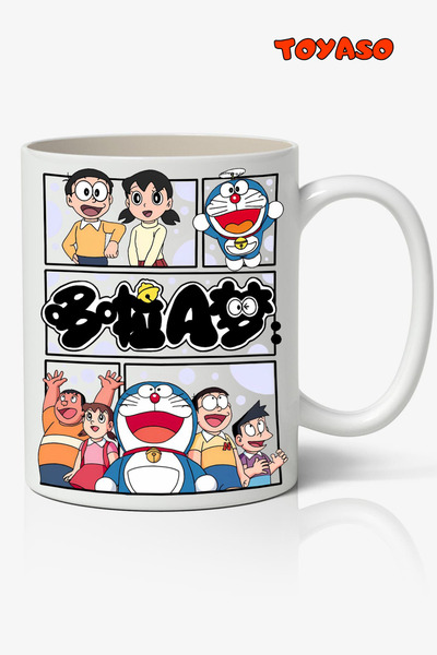 Toyaso كوب أبيض لطيف بتصميم شخصية دورايمون الكرتونية، هدية للأحباء والأصدقاء