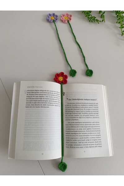 MİESSA Çiçek örgü kitap ayracı 3’lü set