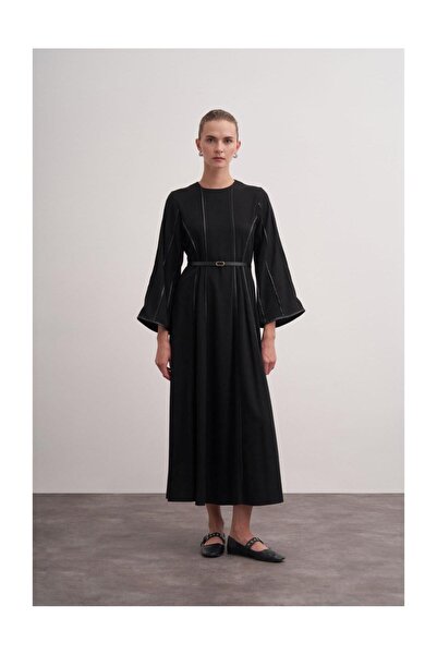 FUSHYA Şerit Detaylı Örme Kaşe Elbise