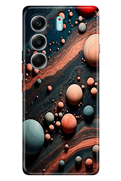 TECNO Camon 40 Pro 5G Korumalı Kılıf Retro Trendy Silikon Baskılı Gezegen