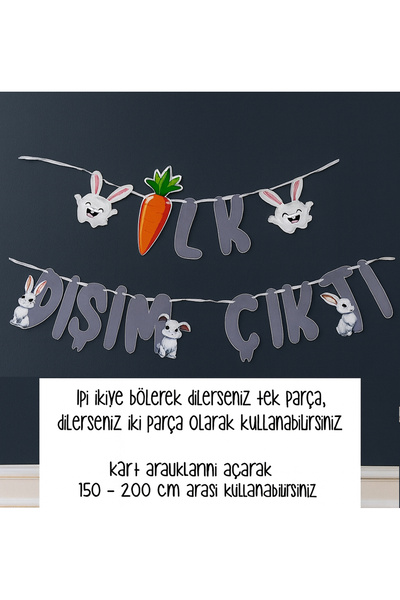 abjad İlk Dişim Çıktı Banner Tavşanlı Diş Buğdayı Parti Süslemesi