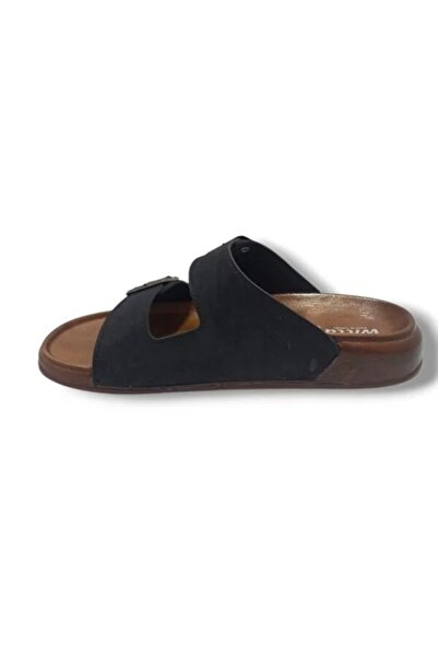 Witta Men's Double Buckle Daily Anatomical Leather Slippers