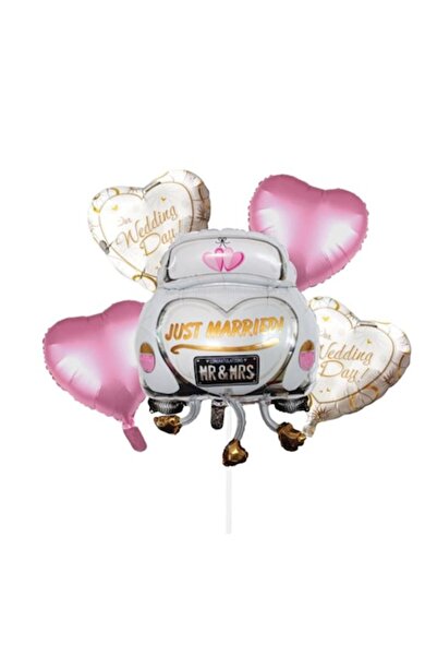 Evolium Set of 5 'Just Married' Balloons, 57x78 cm, Multicolor