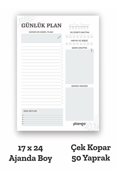 Plango Siyah - Beyaz Çek Kopar Günlük Planlayıcı - Ders Çalışma Planlayıcı
