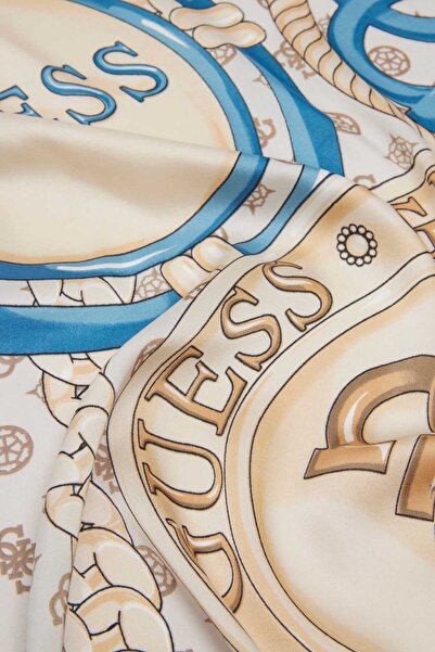 Guess Γυναικείο κασκόλ με σχέδιο αλυσίδας και έμβλημα - Μπεζ