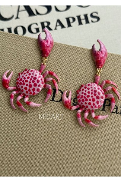 MioArt Pink Crab Design Earrings