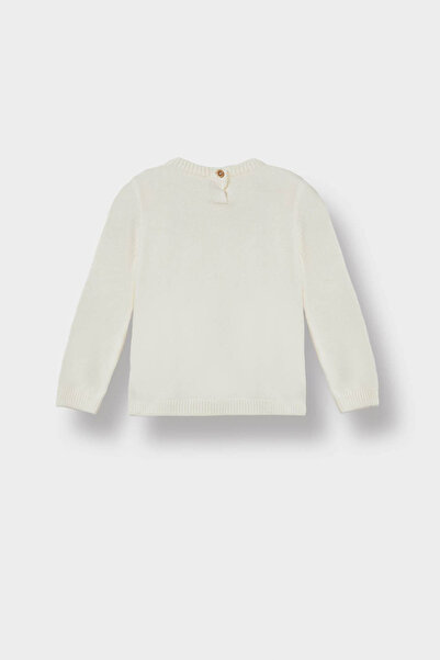 DeFacto Crew Neck Knitwear Ecru Baby Girl Sweater X8187A2/Er100