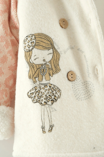 Mini Baray Girl's Plush Coat and Pants Set (1-2-3 Years Old)