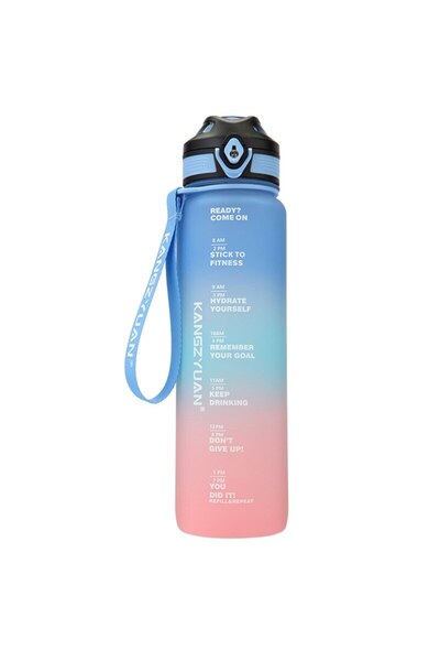 LEAXOR Bidon gradat apa, Tritan, 1000 ml, Albastru/Roz