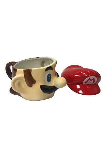 HEPBİMODA Mario Mug Designed Ceramic Mug with Lid Character Mug