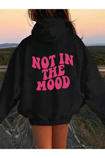 SVART WEAR Not In The Mood O supradimensionat Hanorac din bumbac K cu glugă Sweat tricou Imprimat