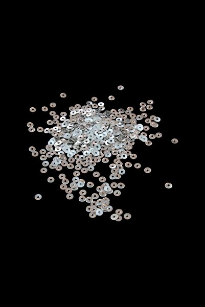Serhat Aksesuar ve El İşçilik 4,5 mm Gümüş Ortadan Delikli Metal Pul Payet (3...