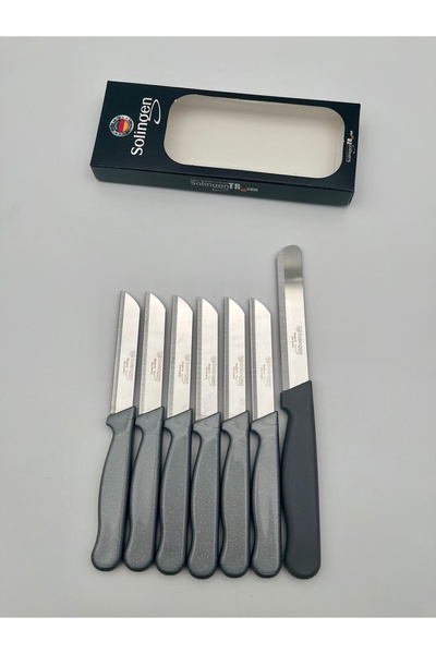 Solingen Orijinal Klever Simli 6 Adet Meyve Bıçağı 1 Micro Sebze Doğrama Gri