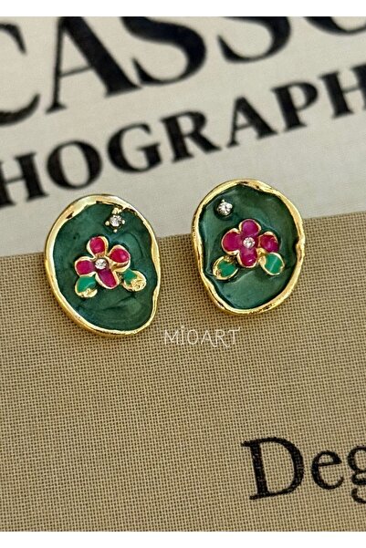 MioArt Gül Temalı Kadın Mineli Şık Çiçek Küpe