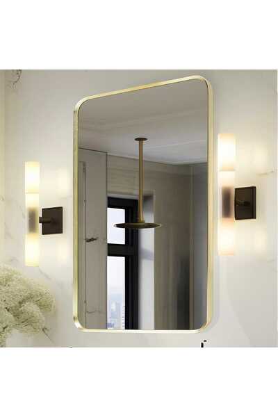 Elindor Oglindă dreptunghiulară ®, margini rotunjite, reflexie HD, sticlă premium, 75x55 cm, auriu