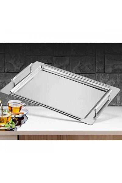 bersachef Banu 18/10 Cr-ni Paslanmaz Silver Ikramlık Sunumluk Servis Ve Çay Tepsisi