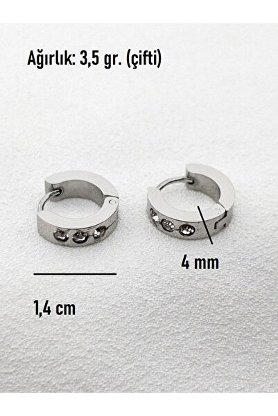 Siya Silver Non-Tarnish Steel Row Zircon Stone Minimal Earrings-14 mm