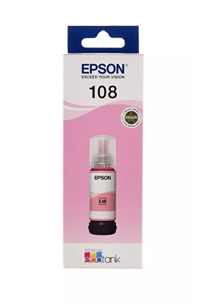 EPSON 108 EcoTank Light Magenta Ink Bottle, Up to 2100 Pages, 70ml, Magenta