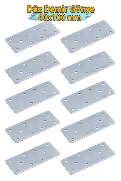 Badem10 Mobilya Dolap Duvar Sabitleme 10 ADET Metal Köşebent Düz Gönye 40x100 mm Bağlantı Aparatı