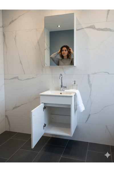 DEPODANDİREKT Modern Ahşap Aynalı Lavabo ve Dolabı (M2009-4000)