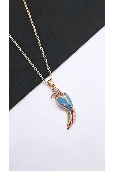 Serenity Colorful Zircon Stone Bird Figured Steel Necklace
