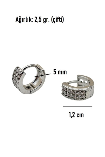 Siya Silver Special Series Non-Tarnish Steel Zircon Stone Perforated Minimal Hoop Earrings - Children's Earrings 1.2 cm