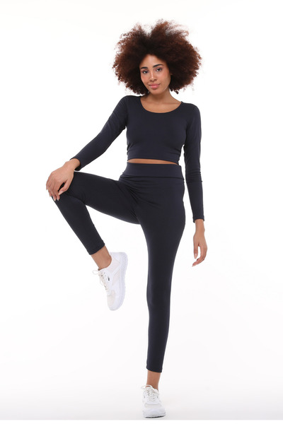 TF The Fancy For You Kadın Uzun Kollu Crop Yüksek Bel Slim Fit Tayt İkili Takım