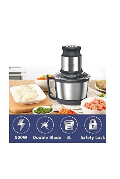 Generic Electric Meat Grinder 3L Stainless Steel Chopper for Meat Vegetables Fruits Nuts with 4 Blades
