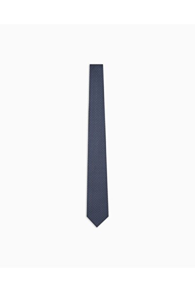 Emporio Armani Men's Jacquard Micro Pattern Pure Silk Navy Blue Tie Em001344 Te16540-Fb172