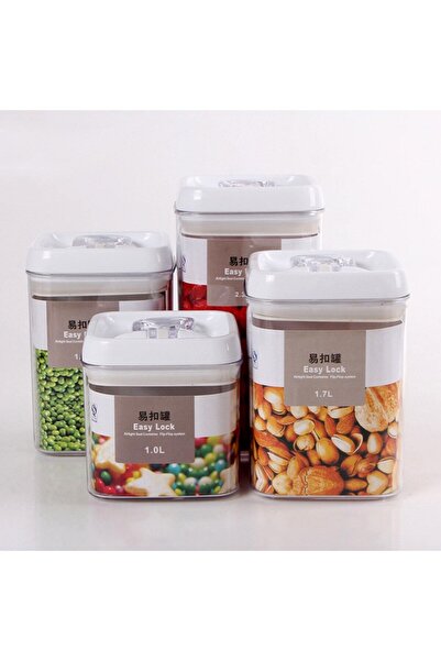 Flippy Food Storage Containers, Set of 4 for Kitchen Spices with Airtight Lid, Plastic PP, Transpare