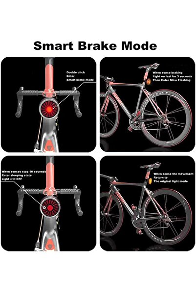 LittleDomi Stop Bicicleta Inteligent, 5 Moduri de Lumina, SMD LED, Senzor Franare, IP65 Rezistent la Apa