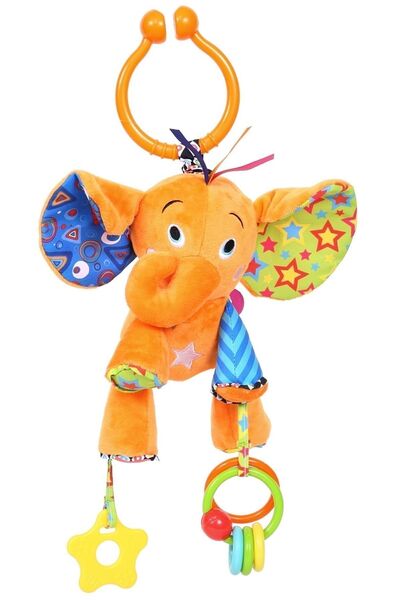Biba Titreşimli Askılı Aktivite Oyuncağı Fil | Diş Kaşıyıcı & Çıngırak | 3 Ay+